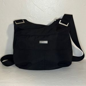 Baggallini black nylon triple entry crossbody bag